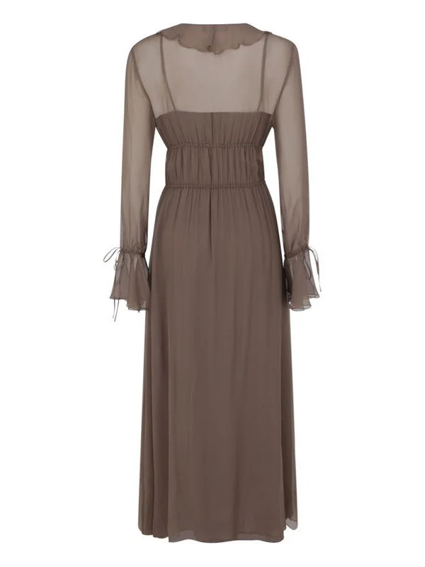 Ruffle Trimming Silk Dress - Image 2