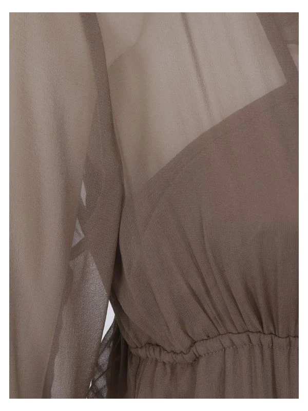 Ruffle Trimming Silk Dress - Image 3