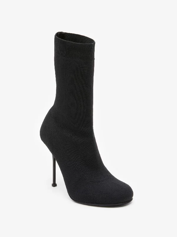Round-toe Knit Boots Heels - Image 3