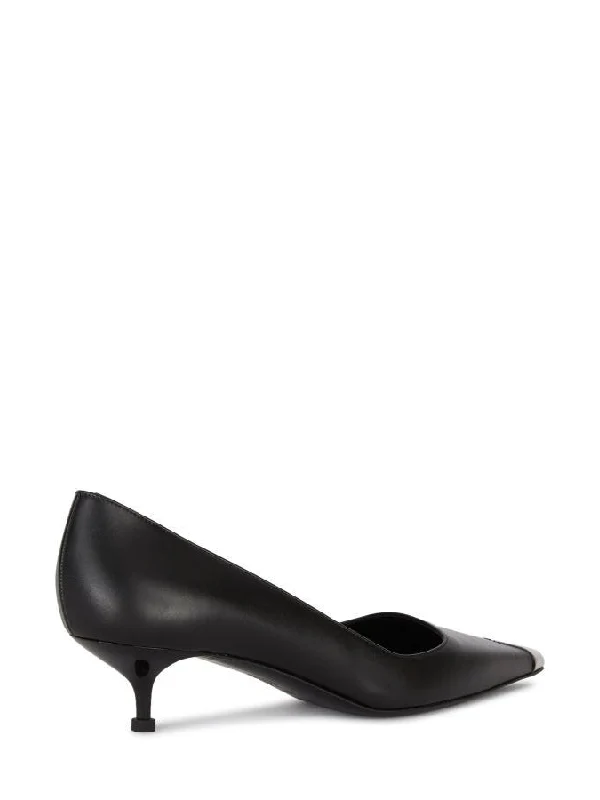Metallic Toe Leather Pumps Heel - Image 3