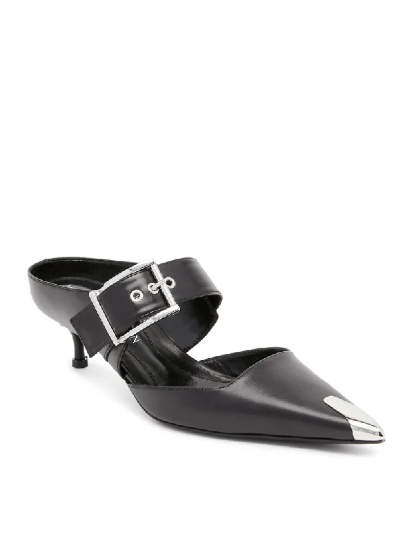 Metallic Toe Buckle Strap Mule Heel - Image 2