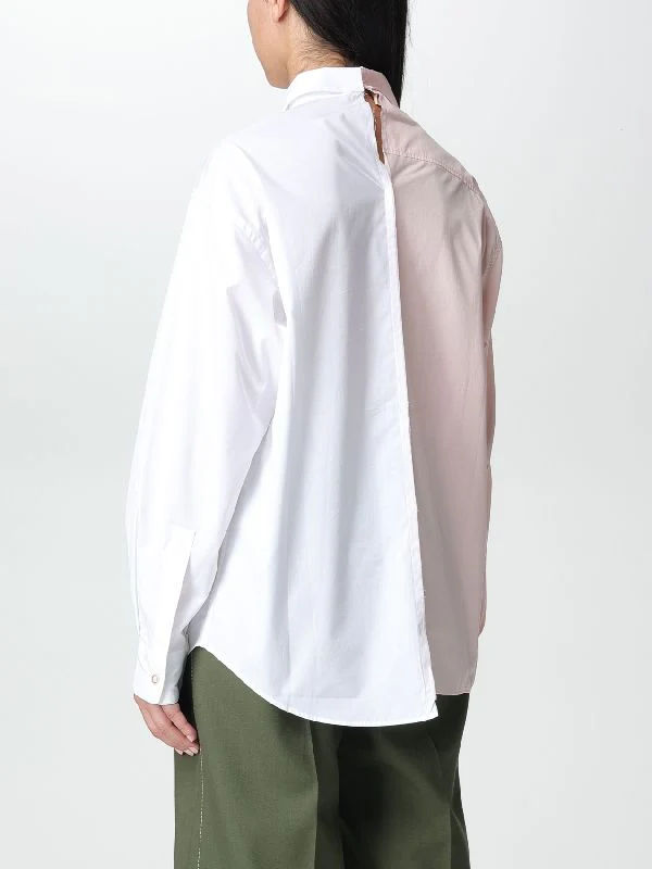 Bicolor Asymmetric Cotton Shirt - Image 5