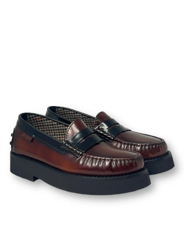 Chunky Sole Leather Penny Loafers - Image 4