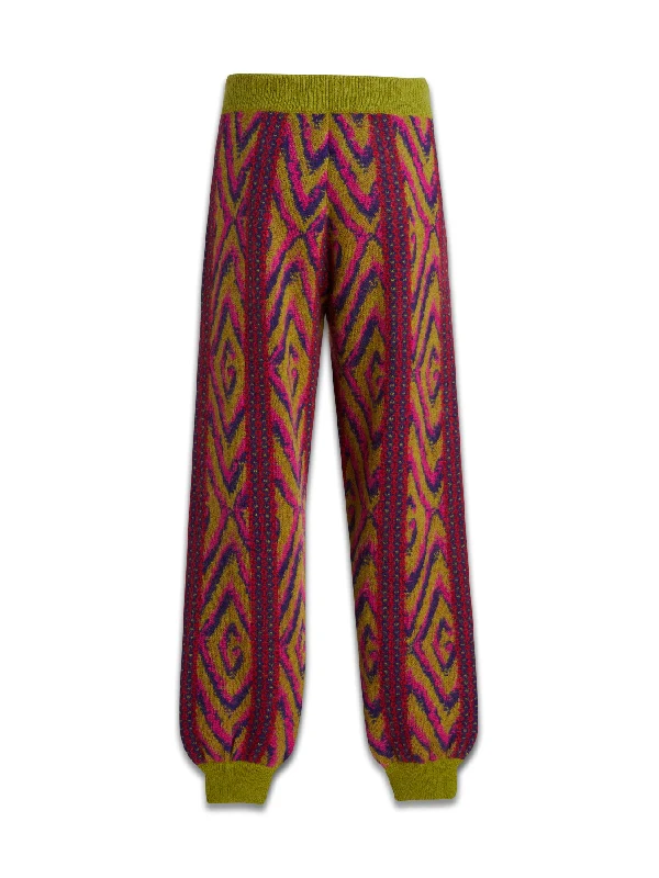 Pattern Jacquard Wool Mohair Blend Knit
  Jogger Pants - Image 2