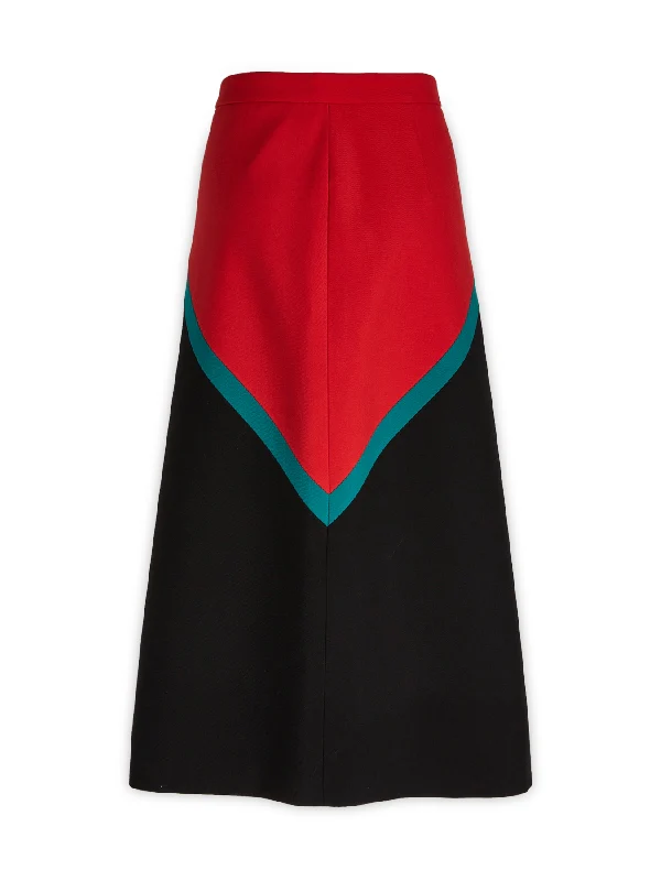 Colorblock Zipper Wool Skirt - Image 2