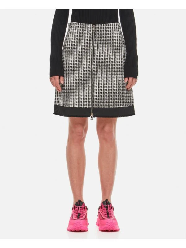 Zipper Detail Tweed Midi Skirt - Image 3
