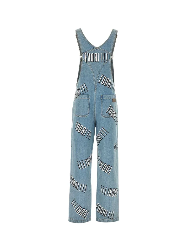 Fuori Printing Denim Overalls - Image 2