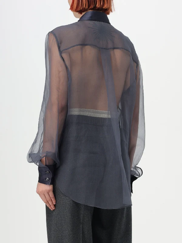Contrast Panel Sheer Shirt - Image 3