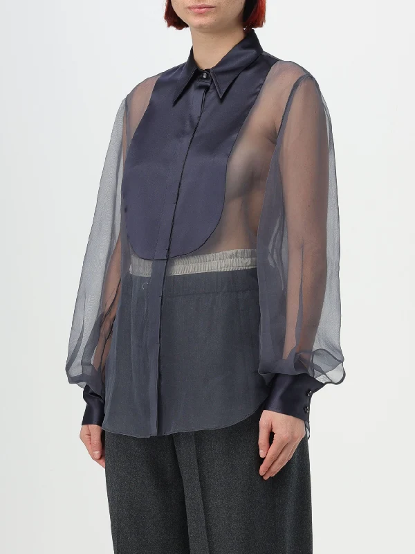 Contrast Panel Sheer Shirt - Image 4