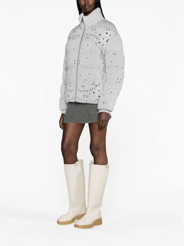 Bandana Jacquard Wool Puffer Jacket - Image 4