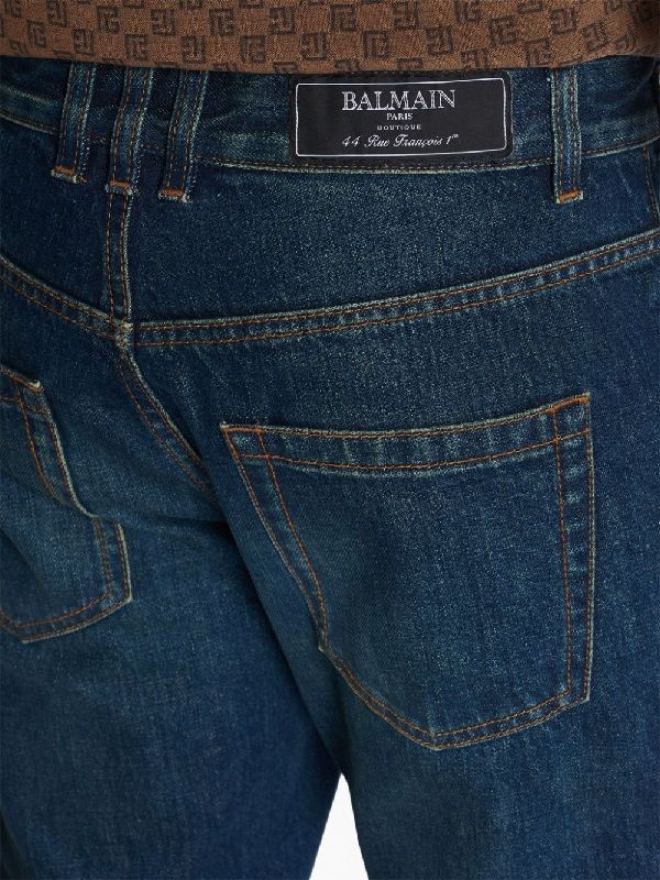 Back Logo Patch Turn-Up Denim Pants - Image 7