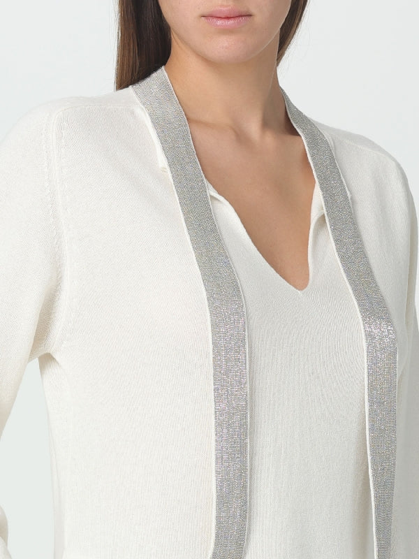 Monili Detail Wool Silk Dress - Image 3