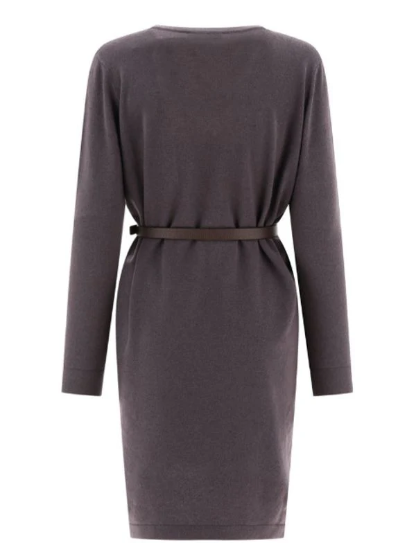 Belt Detail V-neck Midi Dress - Image 2