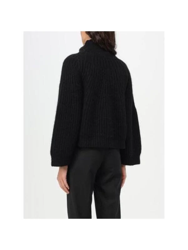 High Neck Rib Wool Blend Knit - Image 2