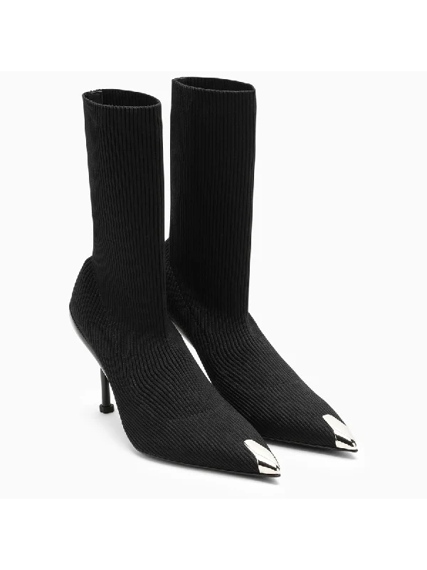 Metallic Toe Knit Ankle Boots - Image 2
