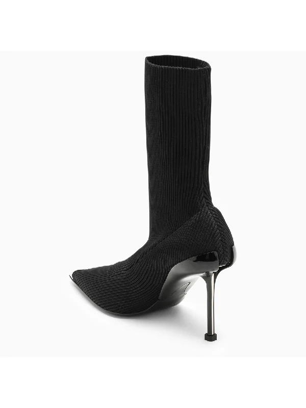 Metallic Toe Knit Ankle Boots - Image 3