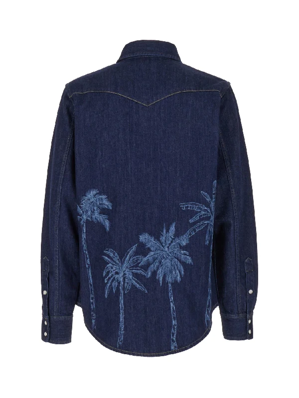 Graphic Printing Denim Shirt - Image 2