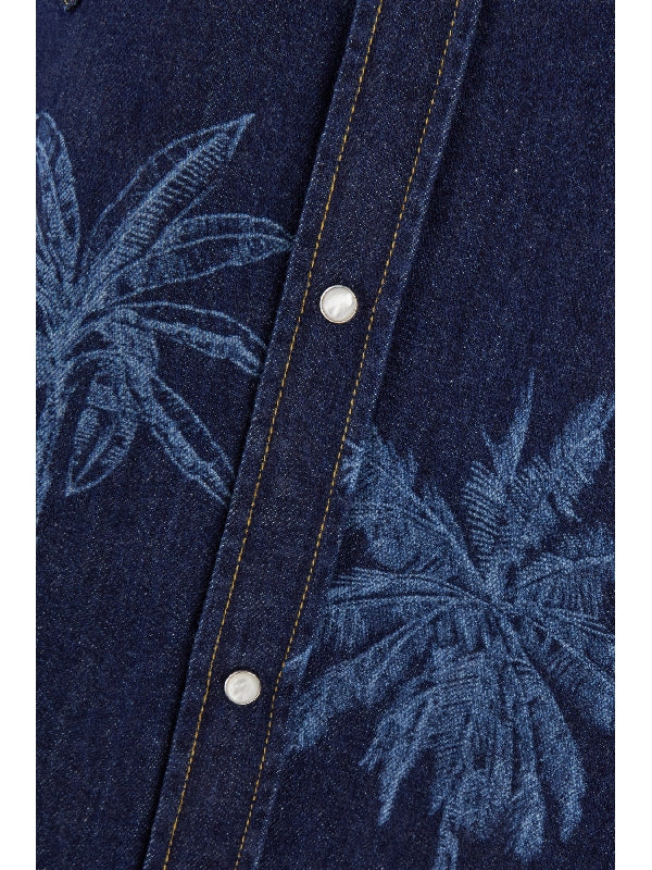 Graphic Printing Denim Shirt - Image 3