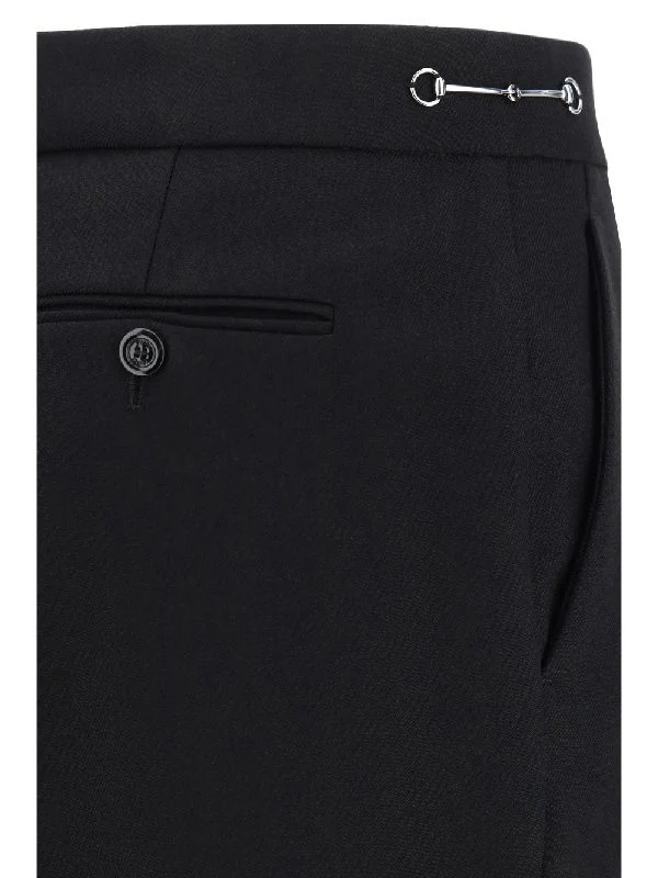 Side Horsebit Decoration Wool Pants - Image 3