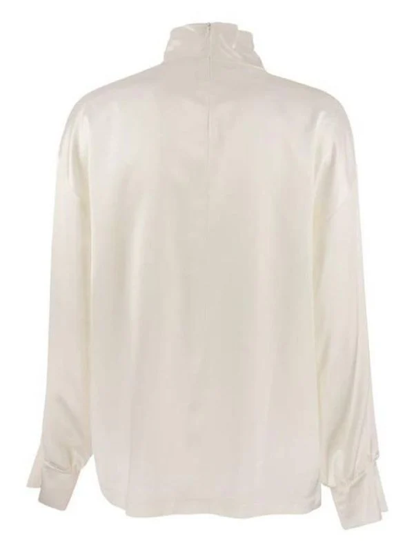 High Neck Wool Blend Blouse - Image 2