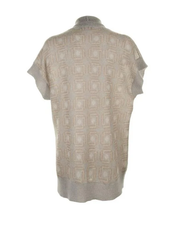 Jacquard Detail High-neck Short-sleeve Knit - Image 2