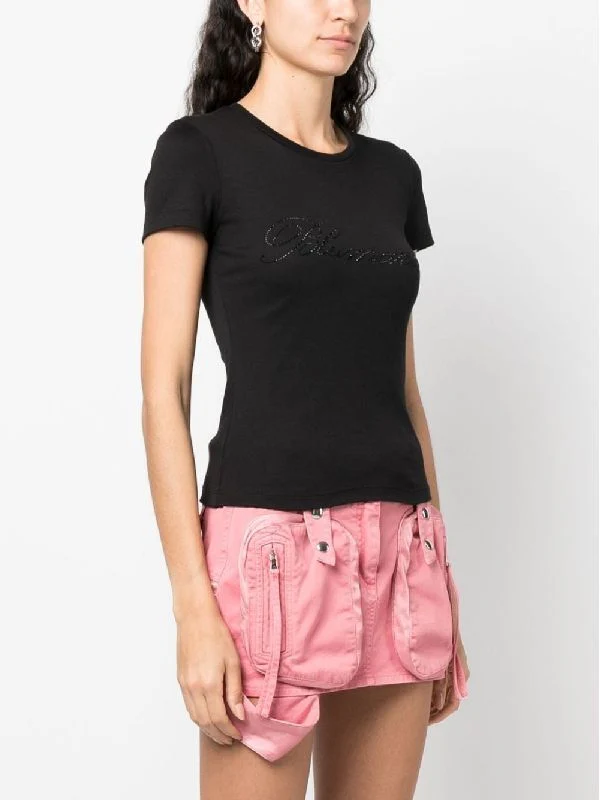 Rhinestone Logo Cotton T-Shirt - Image 3