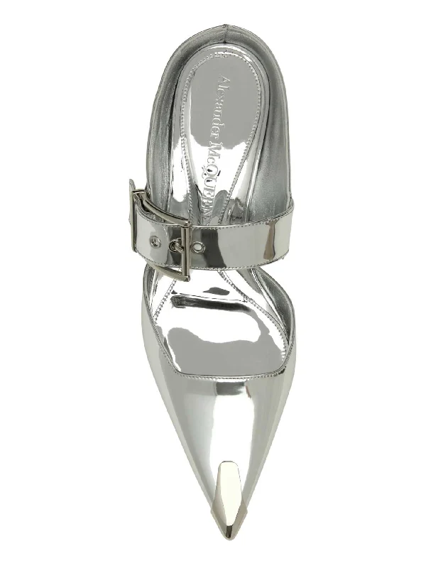 Buckle Detail Metallic Sandal Heels - Image 3