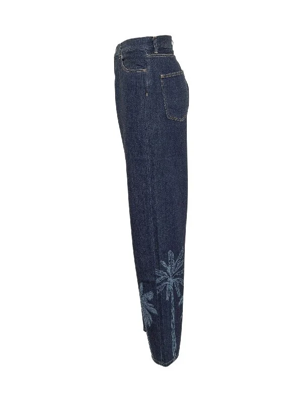 Graphic Printed Straight Denim Pants - Image 2