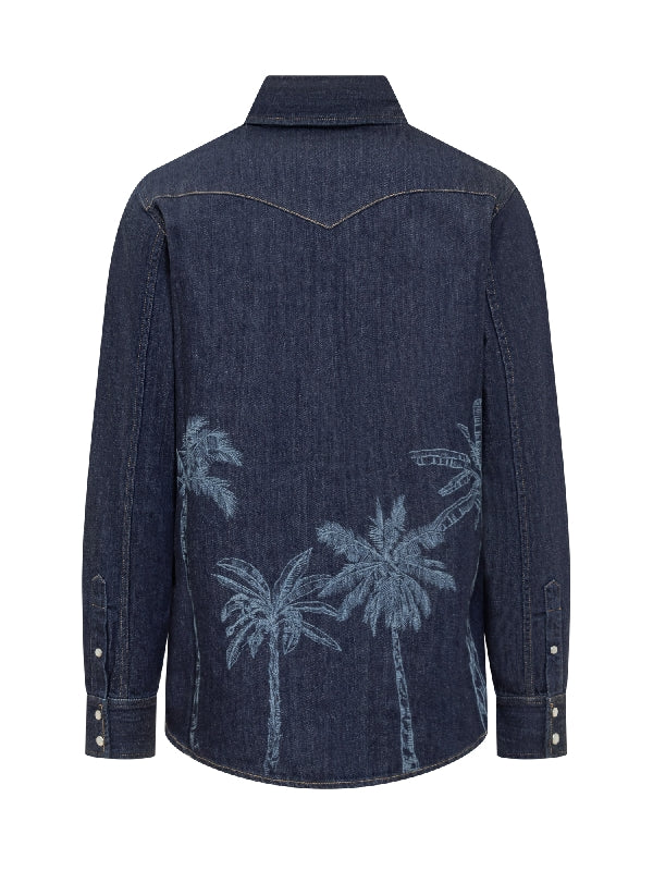Graphic Printed Denim Shirt - Image 2
