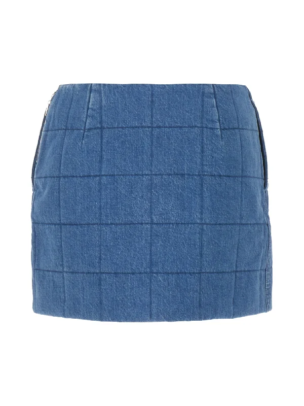 Quilted Detail Denim Skirt - Image 2