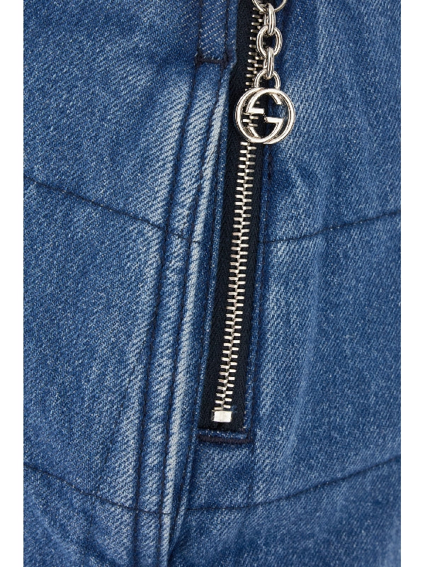 Quilted Detail Denim Skirt - Image 3