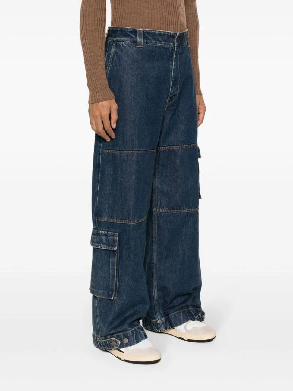 Logo Label Cotton Denim Pants - Image 3