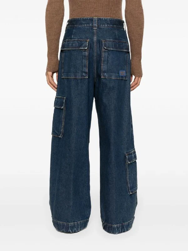 Logo Label Cotton Denim Pants - Image 4