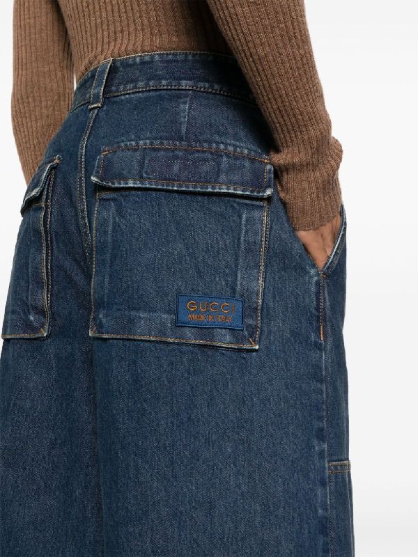 Logo Label Cotton Denim Pants - Image 5