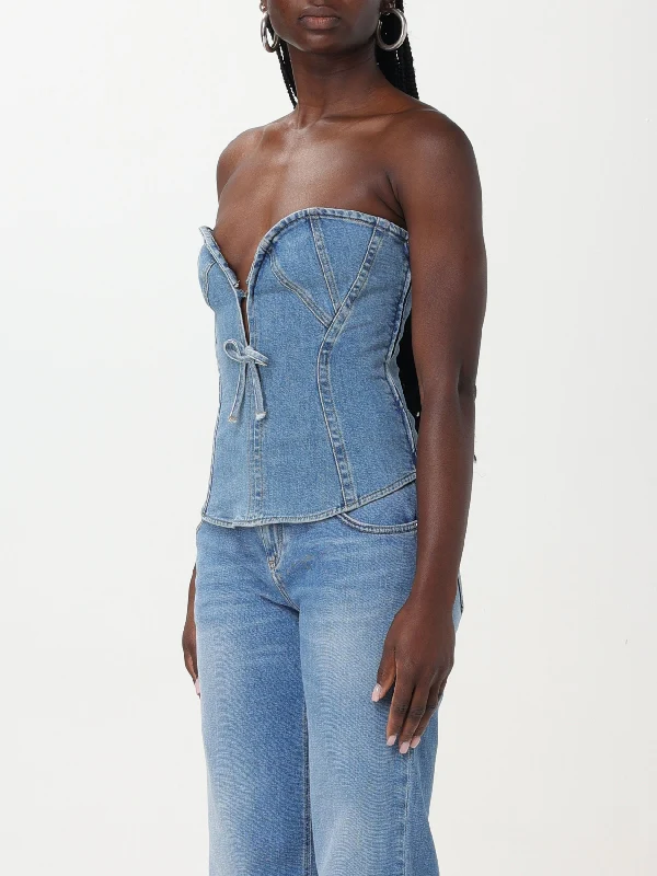 Bow Detail Denim Tube Top - Image 4