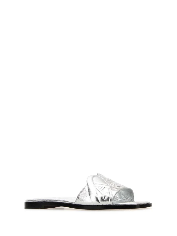 Embossed Logo Metallic Mules - Image 2