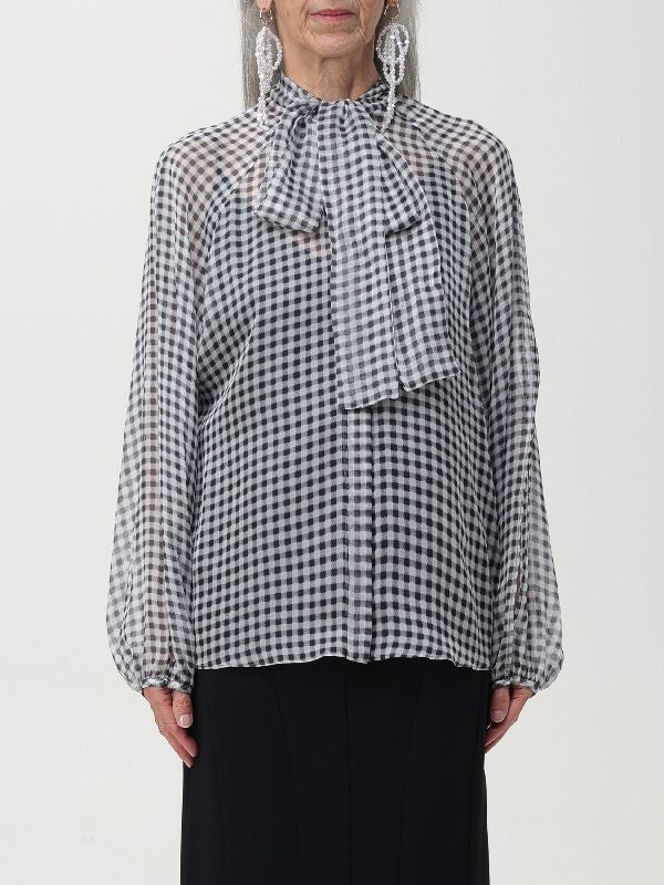 Check Silk Blouse - Image 2