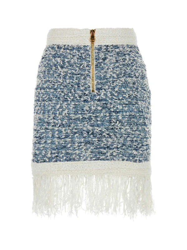 Viscose Tweed Fringe Skirt - Image 2