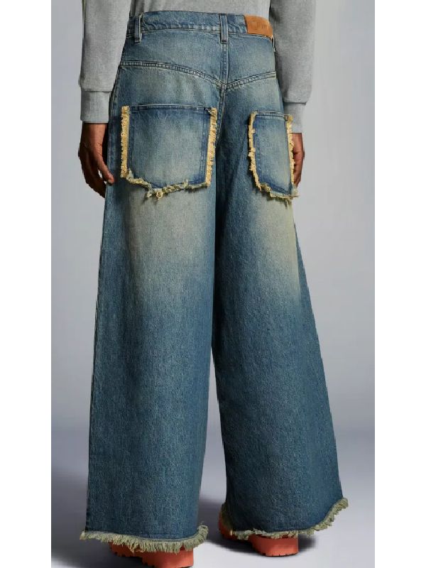 Frayed Detail Denim Pants - Image 3