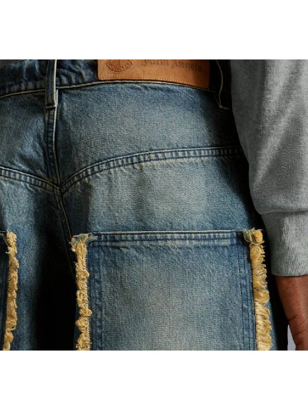 Frayed Detail Denim Pants - Image 5