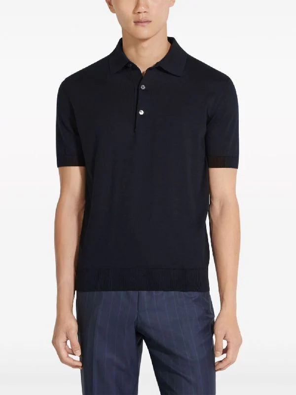 Rib Trimming Cotton Polo Shirt - Image 2