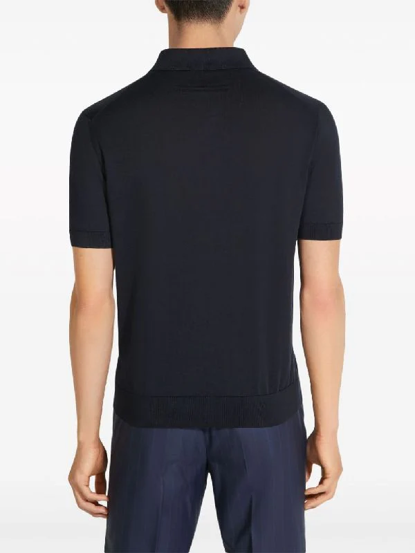 Rib Trimming Cotton Polo Shirt - Image 3