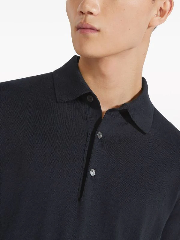 Rib Trimming Cotton Polo Shirt - Image 4