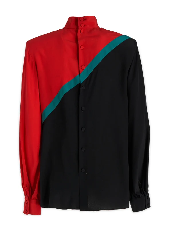 Silk High Neck Blouse - Image 2