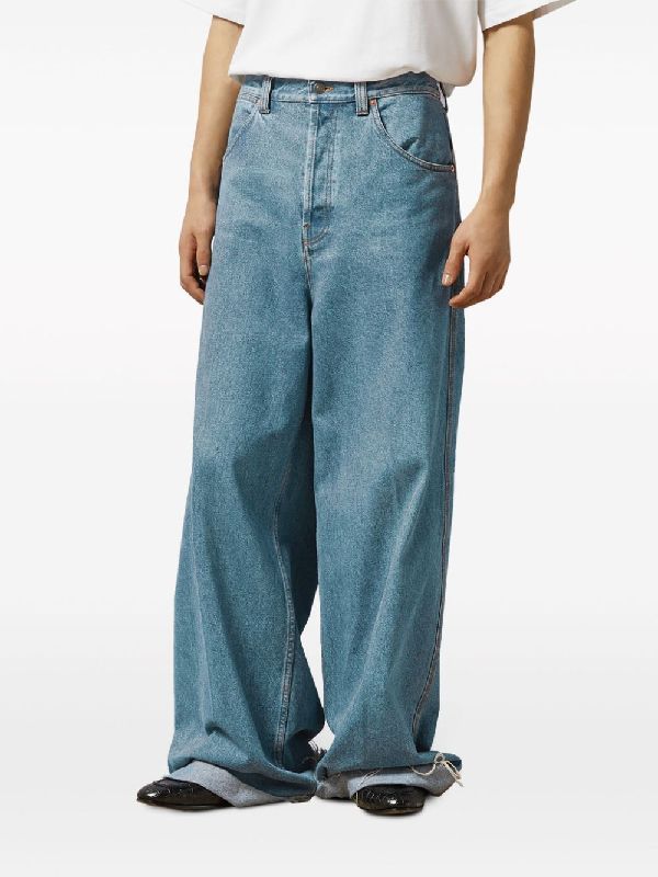 Patch Pocket Wide Denim Pants - Image 3