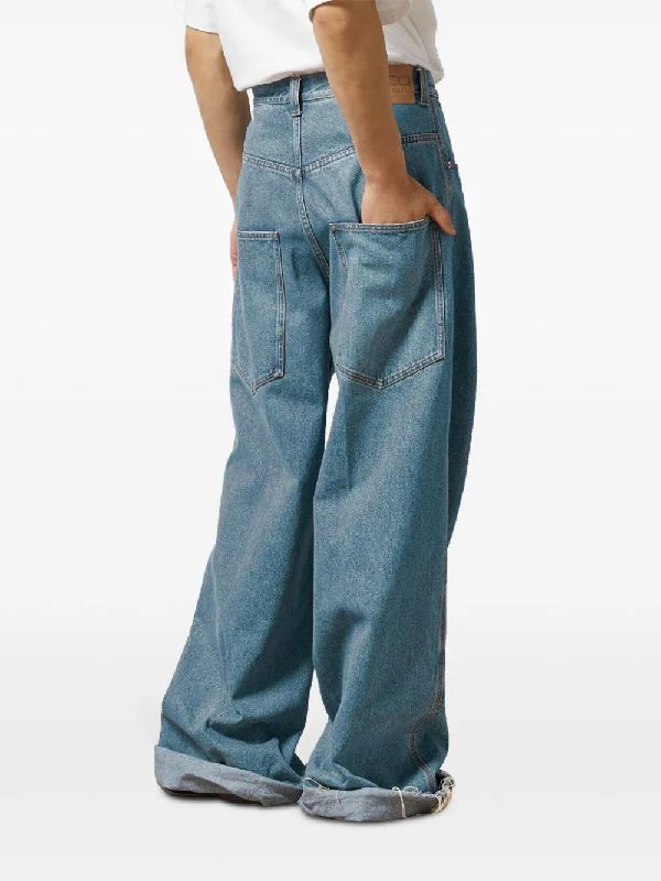 Patch Pocket Wide Denim Pants - Image 4