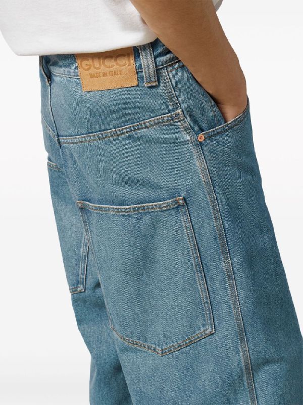 Patch Pocket Wide Denim Pants - Image 5
