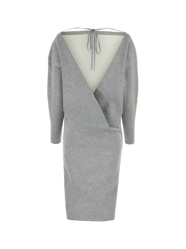 Backless Wool Blend Dress - Image 2