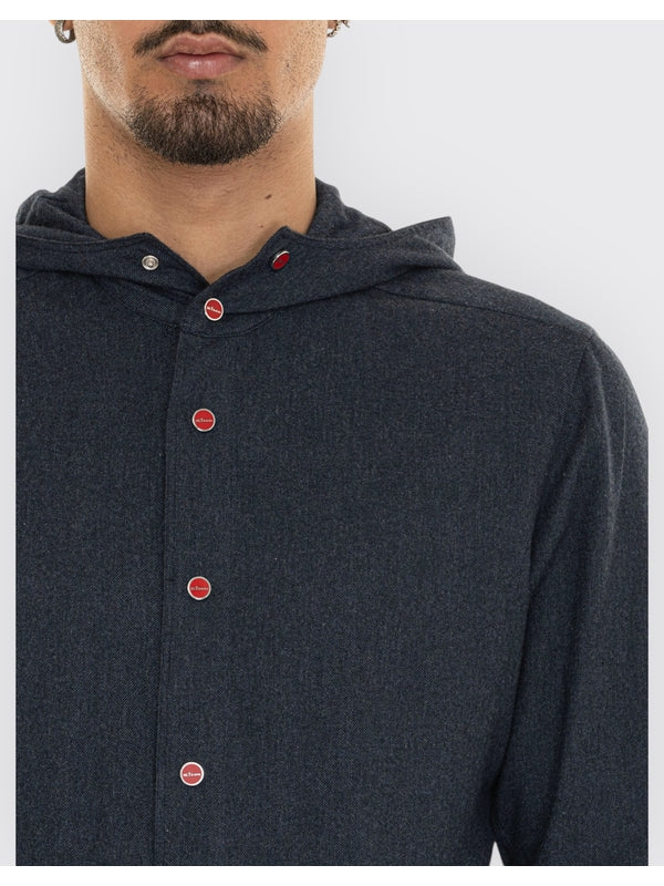 Logo Button Hood Cotton Shirt - Image 3