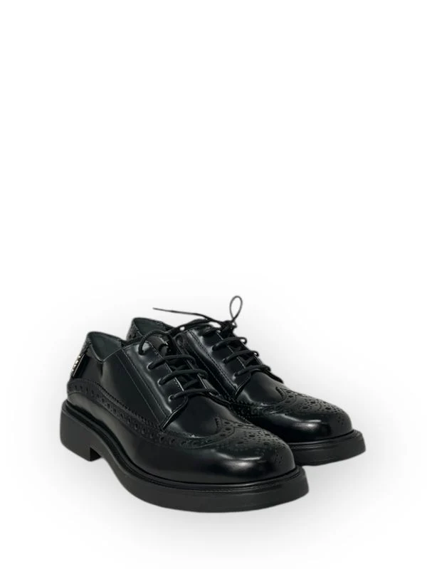 Black Leather Lace-Up Shoes - Image 2